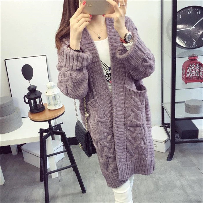 New Korean Knit Sweater Winter Thick Casual Cardigan Mid-Length Pocket Twist Coats Basic Solid Tops Loose 80KG Outerwear Vintage
New Korean Knit Sweater Winter Thick Casual Cardigan Mid-Length Pocket Twist Coats Basic Solid Tops Loose 80KG Outerwear Vintage