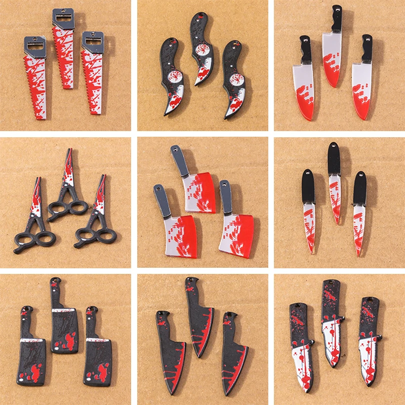 5Pcs Bloody knife Charms Halloween Skull Charm for Jewelry Making Earrings Necklace Pendants DIY Halloween Gifts Supplies
5Pcs Bloody knife Charms Halloween Skull Charm for Jewelry Making Earrings Necklace Pendants DIY Halloween Gifts Supplies