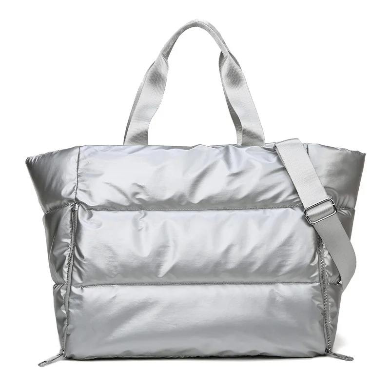 

Зимняя вместительная сумка через плечо для женщин, водонепроницаемые нейлоновые сумки, вместительная хлопковая пуховая сумка с перьями, большая сумка с плечевым ремнем