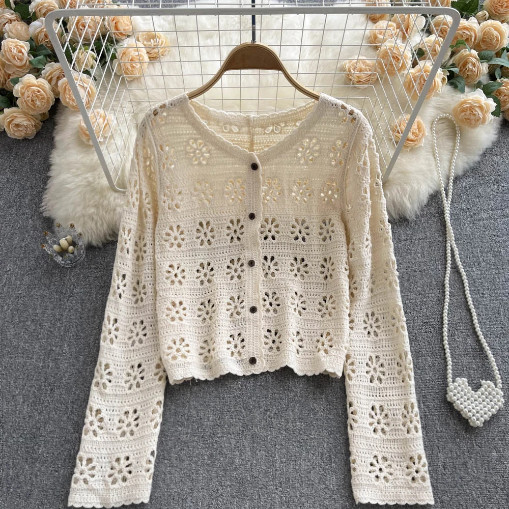 Knitted Vintage Cardigans For Women Long Sleeve Hollow Out V Neck Sweaters Chic Autumn Single Breasted Woman Cardigan Dropship
Knitted Vintage Cardigans For Women Long Sleeve Hollow Out V Neck Sweaters Chic Autumn Single Breasted Woman Cardigan Dropship