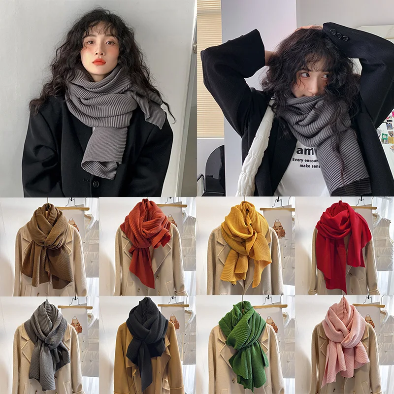 200*70cm Designer brand scarf women luxury solid color single color cotton and linen pleated scarf shawl pleated warm scarf
200*70cm Designer brand scarf women luxury solid color single color cotton and linen pleated scarf shawl pleated warm scarf