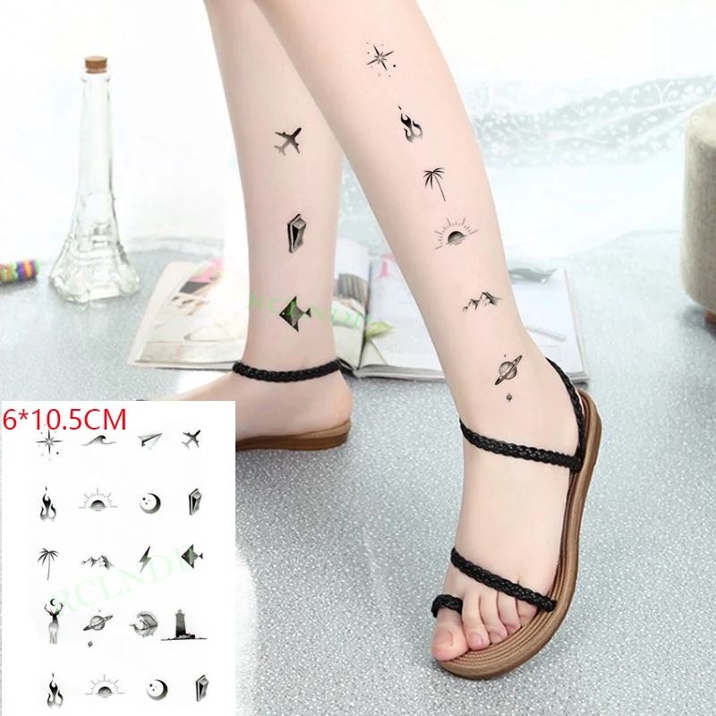 Waterproof Temporary Tattoo Sticker Moon Star Mountain Plane Flame Body Art Flash Tattoo Fake Tattoo for Women Men
Waterproof Temporary Tattoo Sticker Moon Star Mountain Plane Flame Body Art Flash Tattoo Fake Tattoo for Women Men