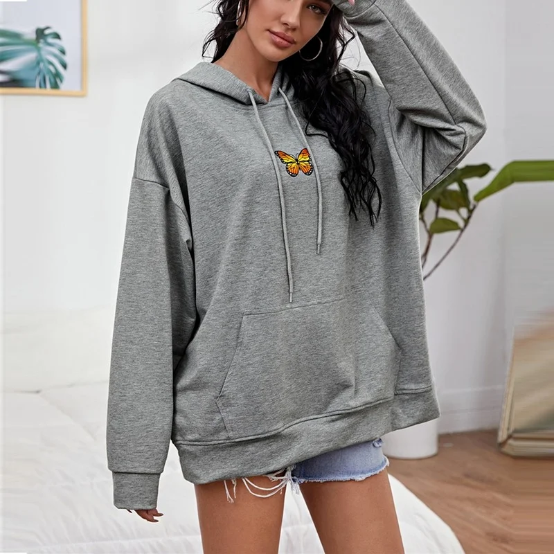 Butterfly Printed Casual Sweatshirts Women Loose Big Pocket Drawstring Hooded Pullovers Sport Leisure Warm Spring Autumn Hoodies
Butterfly Printed Casual Sweatshirts Women Loose Big Pocket Drawstring Hooded Pullovers Sport Leisure Warm Spring Autumn Hoodies