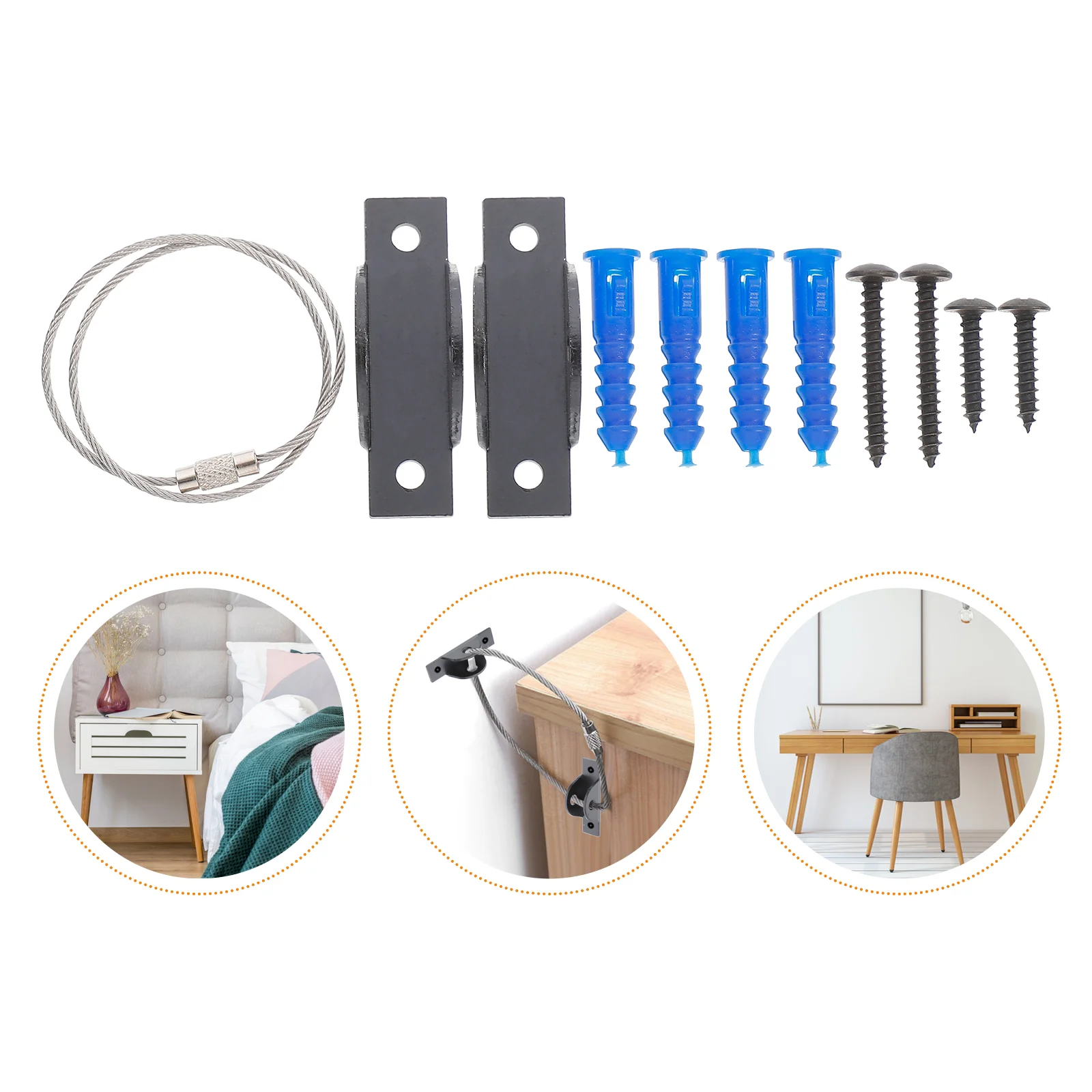 2 Sets Furniture Anchors Durable Furniture Straps Baby Proofing Straps 
2 Sets Furniture Anchors Durable Furniture Straps Baby Proofing Straps