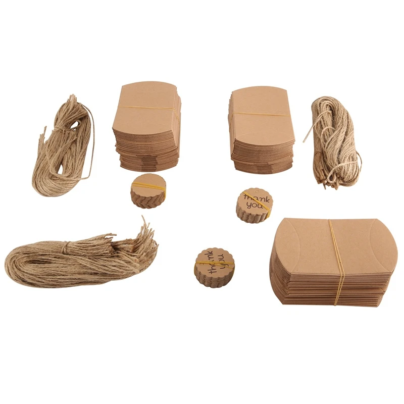150 Pieces Kraft Paper Pillow Box Kit Candy Box Wedding Favor Box With Thank You Tag And Twines For Wedding Baby Shower
150 Pieces Kraft Paper Pillow Box Kit Candy Box Wedding Favor Box With Thank You Tag And Twines For Wedding Baby Shower