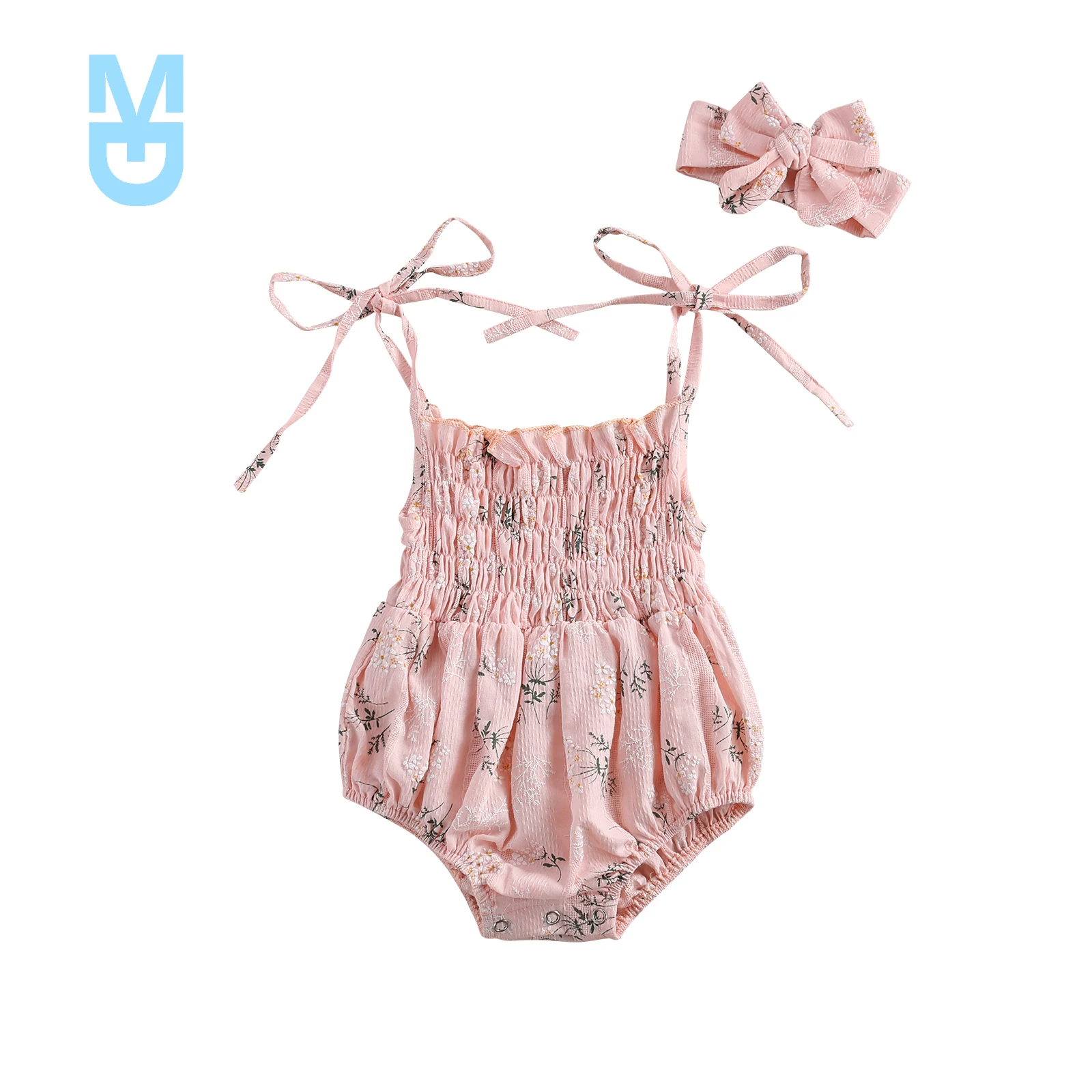 New 2Pcs Baby Summer Outfits, Floral Printed Tied Spaghetti Strap Romper + Bowknot Headband for Toddler Girls
New 2Pcs Baby Summer Outfits, Floral Printed Tied Spaghetti Strap Romper + Bowknot Headband for Toddler Girls