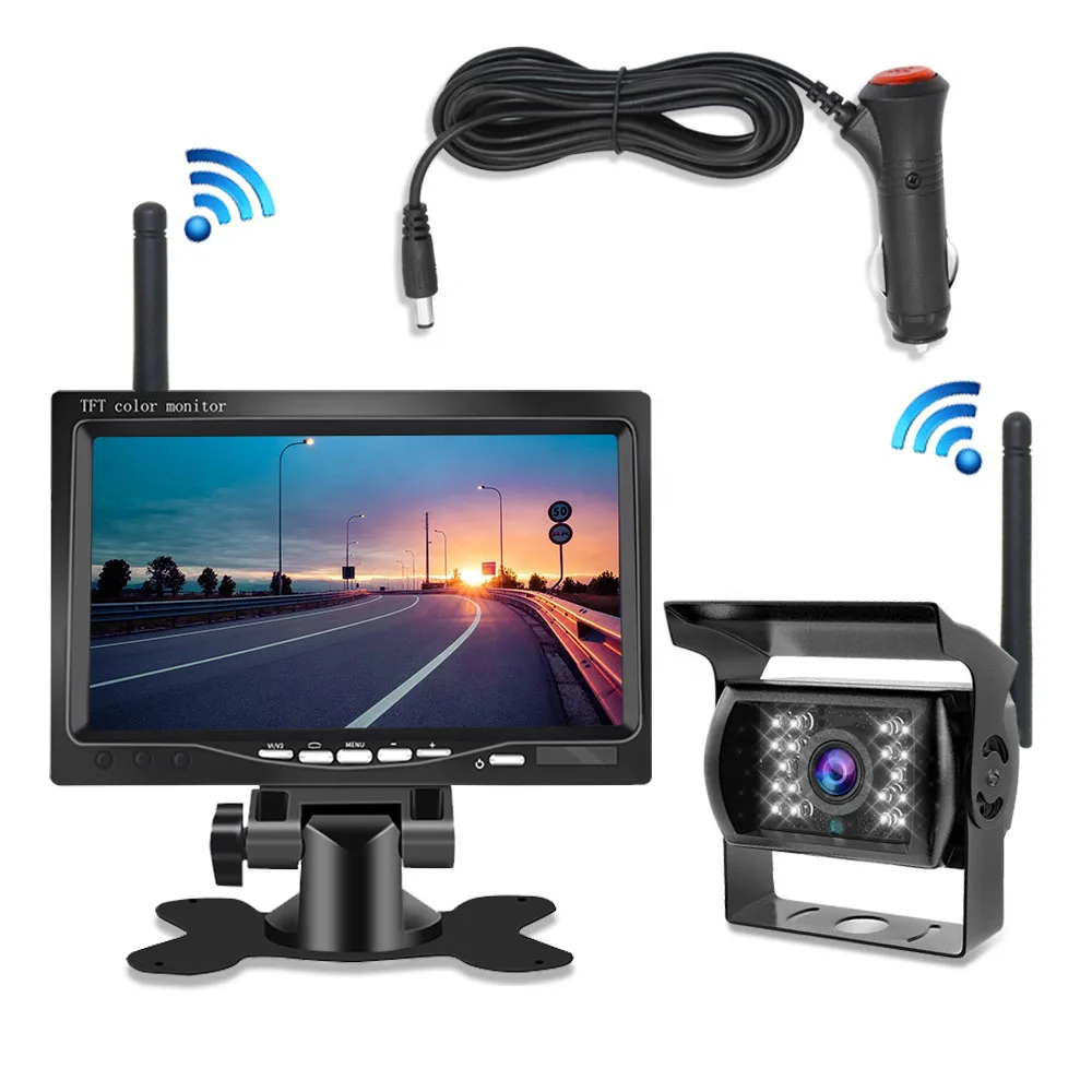 7Inch Monitor Wireless Rear Backup Camera Night Vision System for Car RV Truck Bus
7Inch Monitor Wireless Rear Backup Camera Night Vision System for Car RV Truck Bus