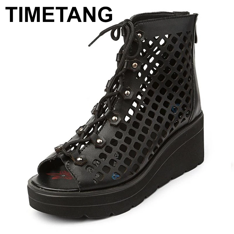 New Hollow Genuine Leather Ankle Boots Peeptoe Women Shoes Sandals Platform Wedges Summer Shoes Woman Fashion Casual
New Hollow Genuine Leather Ankle Boots Peeptoe Women Shoes Sandals Platform Wedges Summer Shoes Woman Fashion Casual