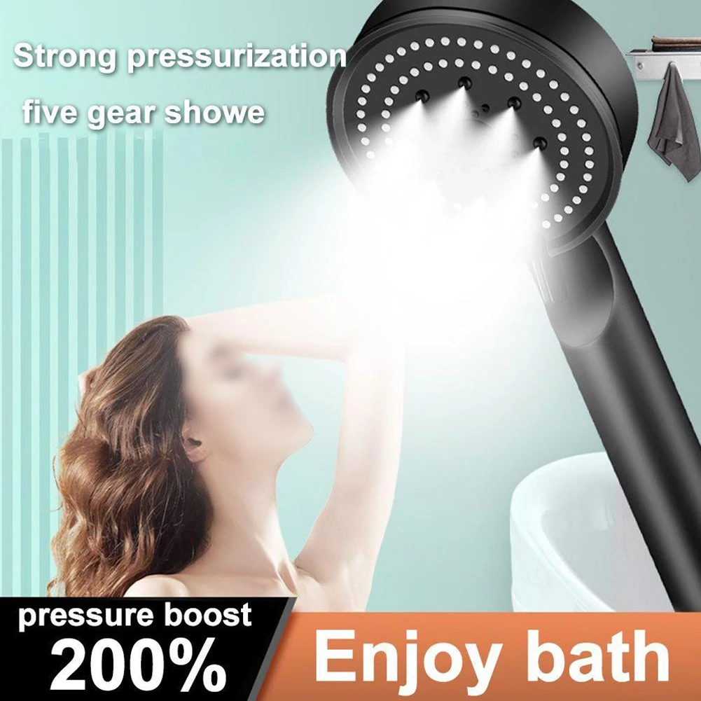 Hand Hold Shower Head 5 Modes Adjustment Bathroom Black Hand Shower Head High Pressure Shower Head Set Upgraded
Hand Hold Shower Head 5 Modes Adjustment Bathroom Black Hand Shower Head High Pressure Shower Head Set Upgraded