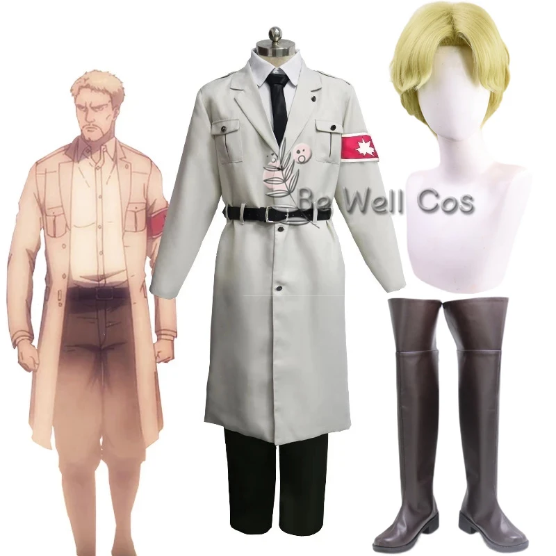 

Anime Attack on Titan Season 4 Marley Shingeki No Kyojin Military Uniform Reiner Braun Cosplay Jacket Shirt Pants Set