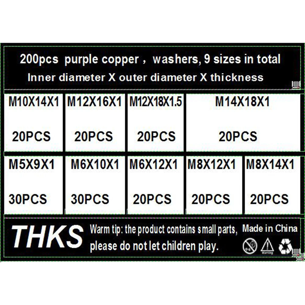 200PCS Assorted Crush Copper Gasket Kit Copper Seal Ring Hardware Set 130x68x22mm Flat Washer M5-M14
200PCS Assorted Crush Copper Gasket Kit Copper Seal Ring Hardware Set 130x68x22mm Flat Washer M5-M14