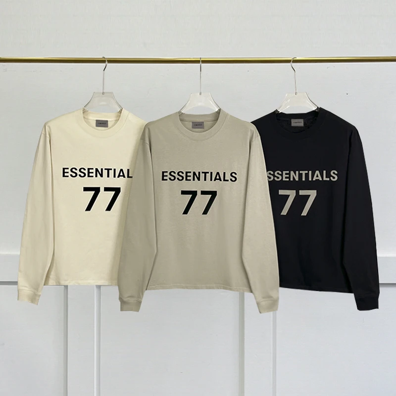 New Fashion Men's ESSENTIALS 77 Long sleeve T-shirt Flocking Logo Oversized Hip Hop High Street Unisex Sports T-shirt
New Fashion Men's ESSENTIALS 77 Long sleeve T-shirt Flocking Logo Oversized Hip Hop High Street Unisex Sports T-shirt