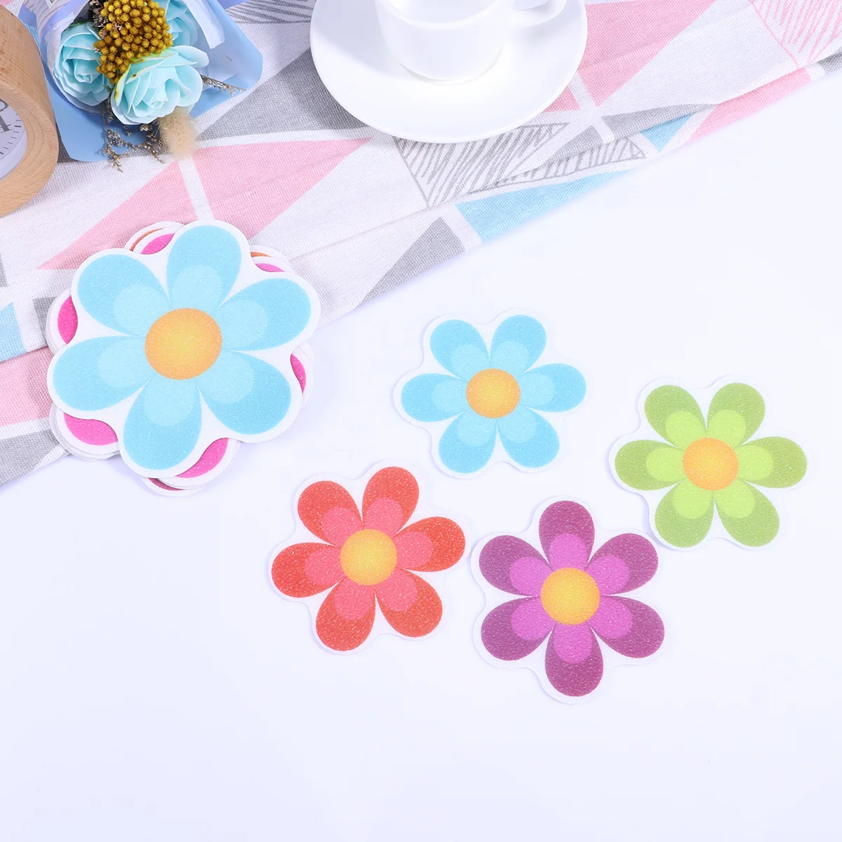 

10 Pcs Flower Stickers Kids Adhesive Safety Treads Safety Tub Tread Smooth Surfaces Sticker Floor Threads Sticker