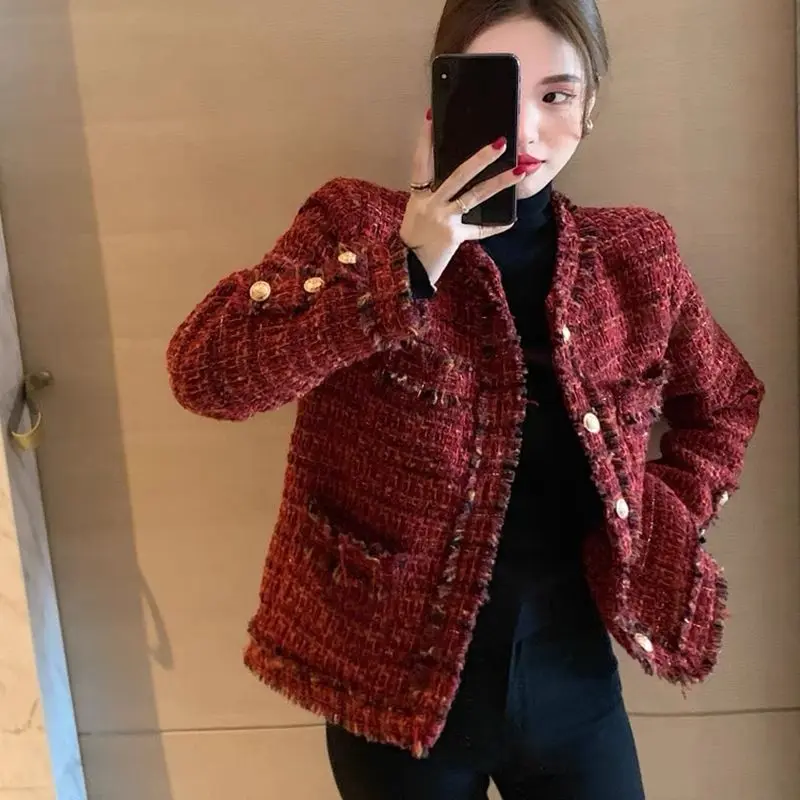Women Tweed Outerwear Spring Autumn Single Breasted Tassel Blends Wool Female Long Sleeve Jacket Coat Casaco Feminino E150
Women Tweed Outerwear Spring Autumn Single Breasted Tassel Blends Wool Female Long Sleeve Jacket Coat Casaco Feminino E150