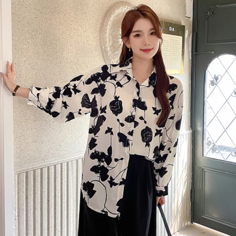 French Retro Rose Printing Casual Shirt For Women Single Breasted Long Sleeve Blouses Office Lady Elegant Large Size Tops
French Retro Rose Printing Casual Shirt For Women Single Breasted Long Sleeve Blouses Office Lady Elegant Large Size Tops