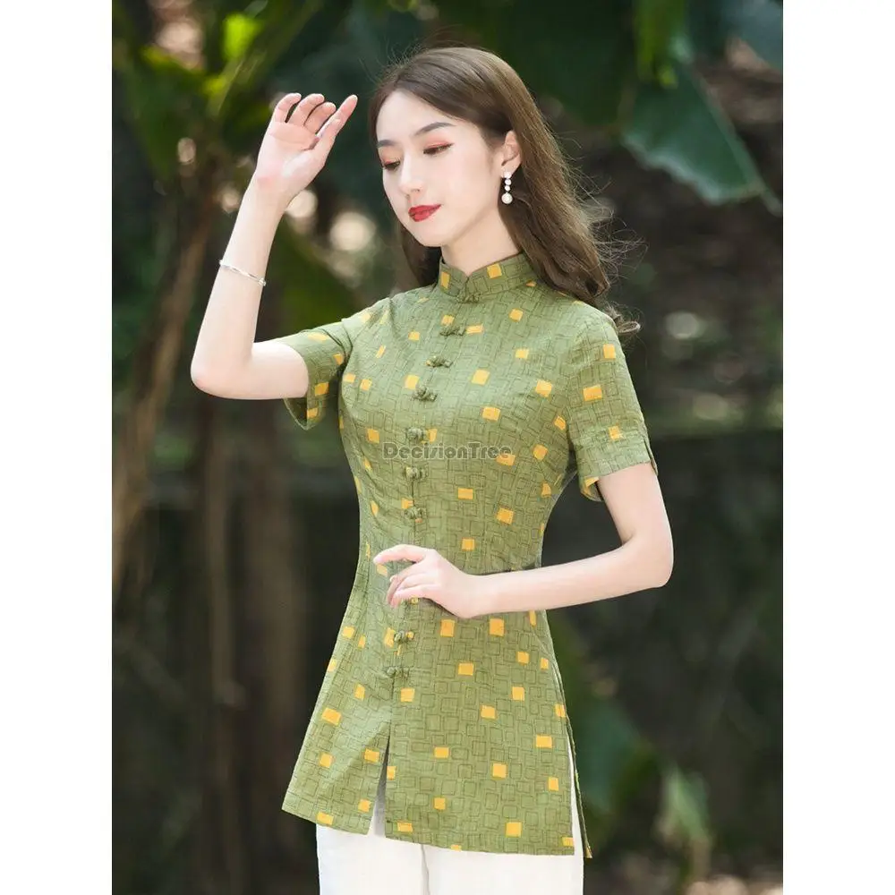 2023 fashion improved tang suit long cheongsam blouse short sleeve retro print cotton linen chinese style women casual top g462
2023 fashion improved tang suit long cheongsam blouse short sleeve retro print cotton linen chinese style women casual top g462