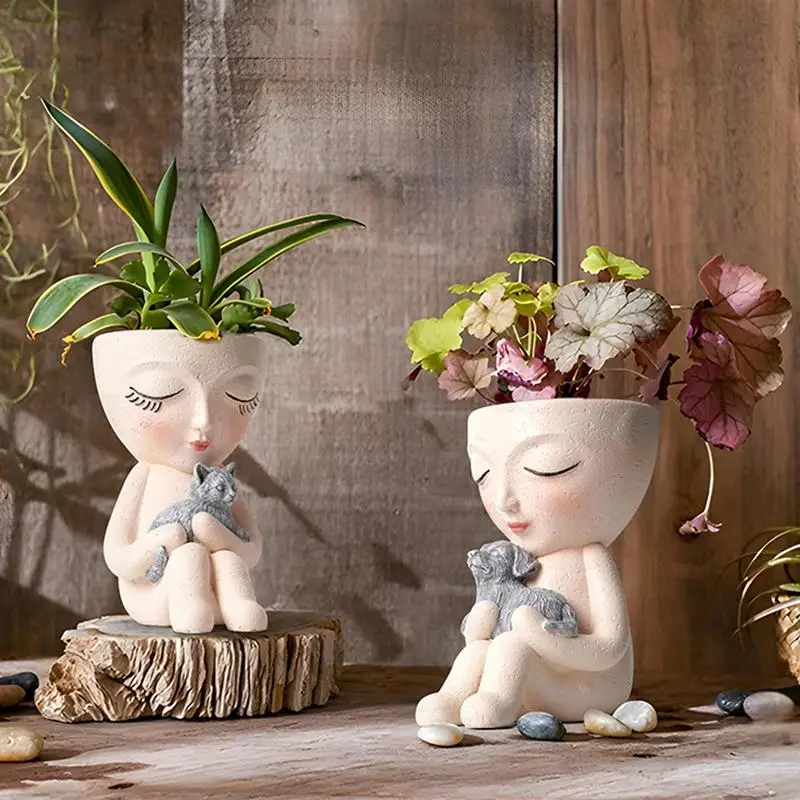 Face Planters Pots Girl Head Succulent Flowerpot Double Face Head Planters Tabletop Ornament For Outdoor Home Garden Decoration
Face Planters Pots Girl Head Succulent Flowerpot Double Face Head Planters Tabletop Ornament For Outdoor Home Garden Decoration