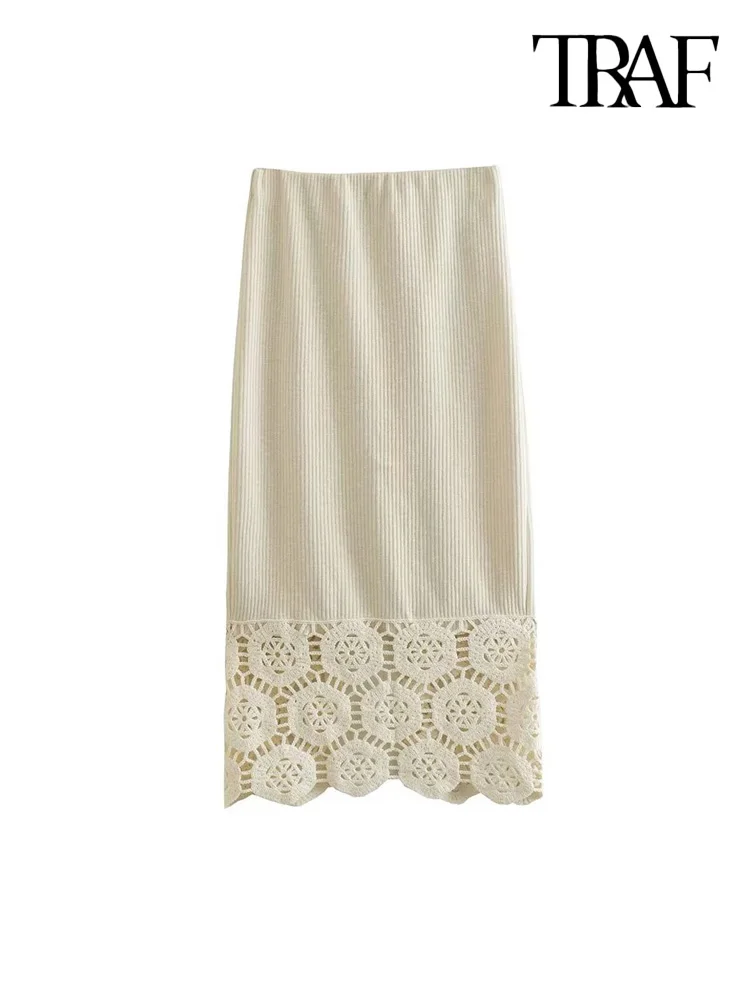 TRAF Women Fashion With Crochet Knit Midi Skirt Vintage High Elastic Waist Back Vents Female Skirts Mujer
TRAF Women Fashion With Crochet Knit Midi Skirt Vintage High Elastic Waist Back Vents Female Skirts Mujer