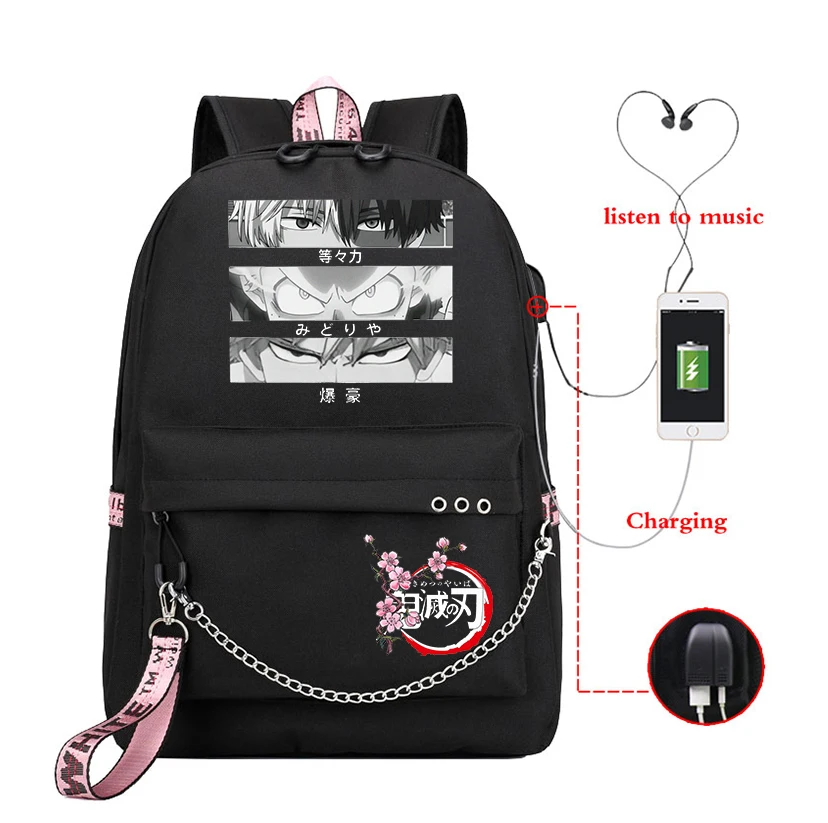 Japanese Anime Demon Slayer Girls School Bags Usb Charging Schoolbag for Girls Kimetsu No Yaiba Nezuko Tanjirou Kamado Backpacks
Japanese Anime Demon Slayer Girls School Bags Usb Charging Schoolbag for Girls Kimetsu No Yaiba Nezuko Tanjirou Kamado Backpacks