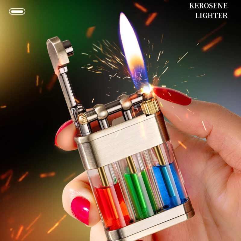 Large-capacity Transparent Oil Tank Kerosene Lighter Metal Old-Fashioned Retro Grinding Wheel Ignition Outdoor Windproof Lighter
Large-capacity Transparent Oil Tank Kerosene Lighter Metal Old-Fashioned Retro Grinding Wheel Ignition Outdoor Windproof Lighter