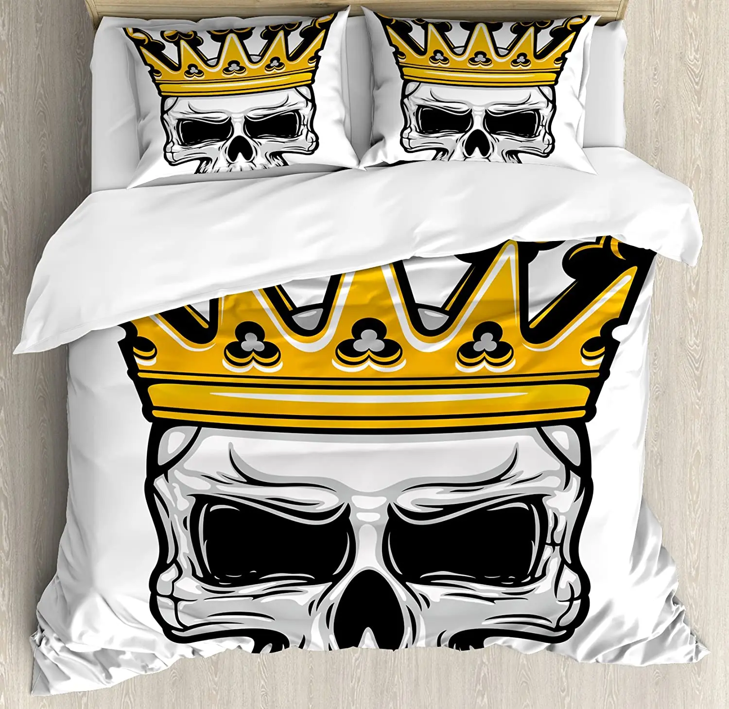 King Bedding Set For Bedroom Bed Home Hand Drawn Crowned Skull Cranium with Coronet Tiara Duvet Cover Quilt Cover And Pillowcase
King Bedding Set For Bedroom Bed Home Hand Drawn Crowned Skull Cranium with Coronet Tiara Duvet Cover Quilt Cover And Pillowcase