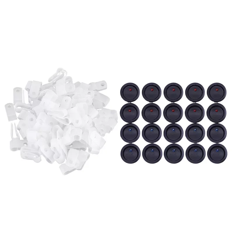 20Pcs 12V 20A Amps On/Off/ 3 Position Terminal Round Rocker Led Toggle Switch Blue & Red & 100Pcs R Type Fastener Harnes
20Pcs 12V 20A Amps On/Off/ 3 Position Terminal Round Rocker Led Toggle Switch Blue & Red & 100Pcs R Type Fastener Harnes