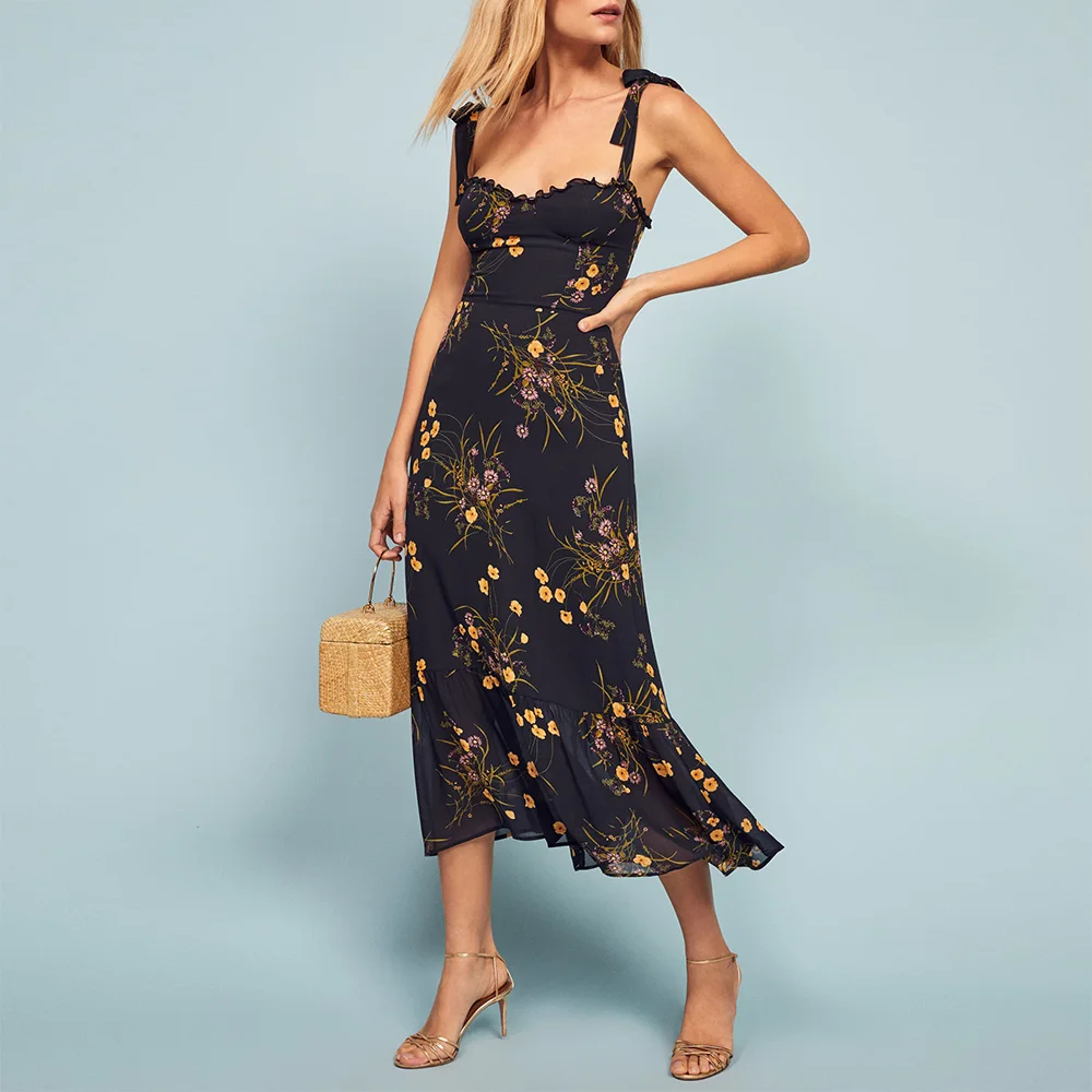 Dresses For Women 2022 Elegant Vintage Floral Dress Frill Sweetheart Neck Sleeveless Strap Tie Ruffle Hem Summer Beach Dress
Dresses For Women 2022 Elegant Vintage Floral Dress Frill Sweetheart Neck Sleeveless Strap Tie Ruffle Hem Summer Beach Dress