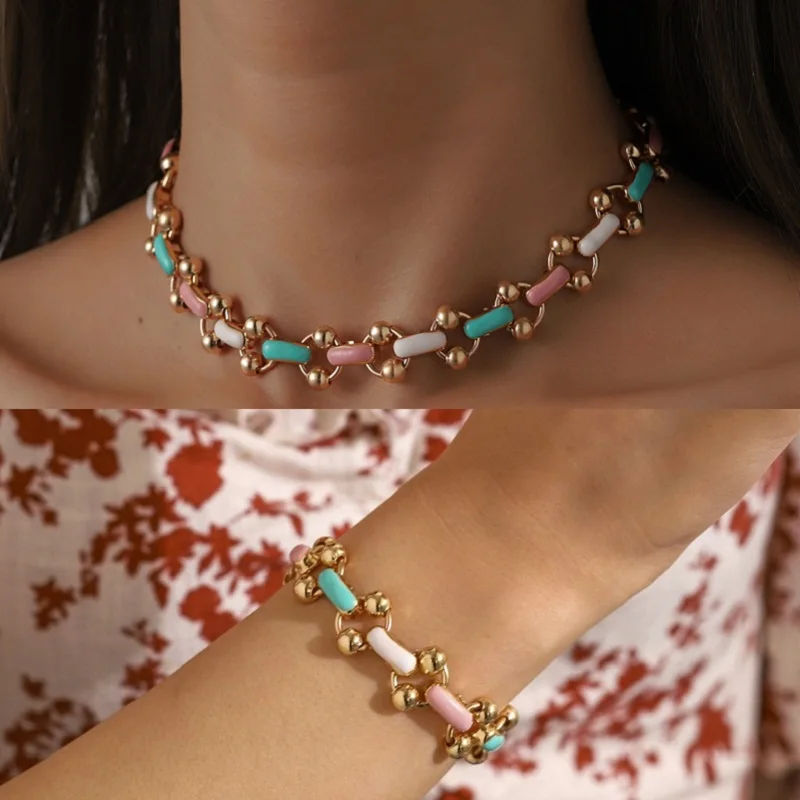 WeSparking EMO Jewelry Set Gold Plated Colorful Enamel Chain Necklace Bracelet Jewelry Set Free Shipping Items Fashion Jewelry
WeSparking EMO Jewelry Set Gold Plated Colorful Enamel Chain Necklace Bracelet Jewelry Set Free Shipping Items Fashion Jewelry