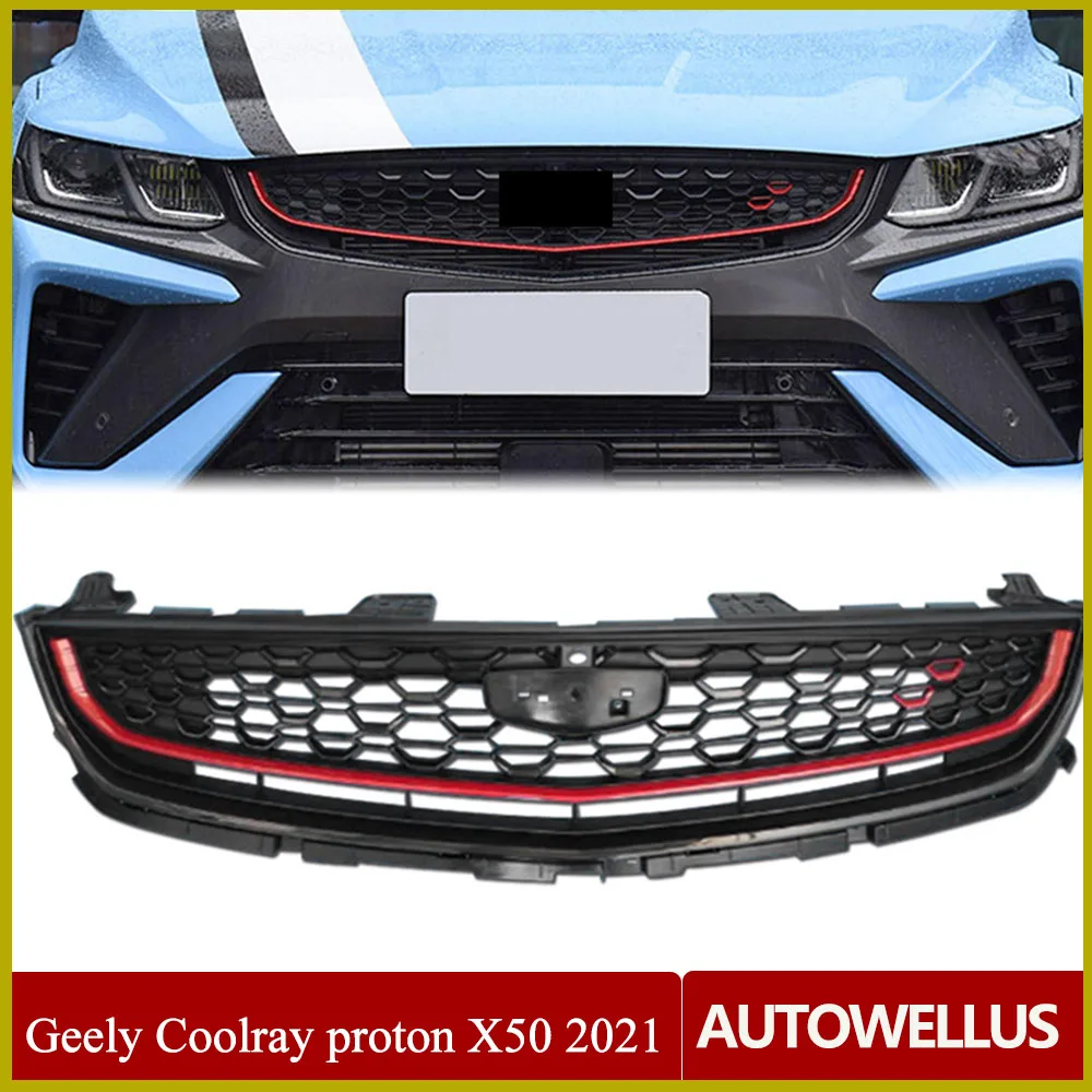 

1pcs For Geely Coolray proton X50 2021 Car Racing Grills Front Bumper Grill Mask Radiator Grille