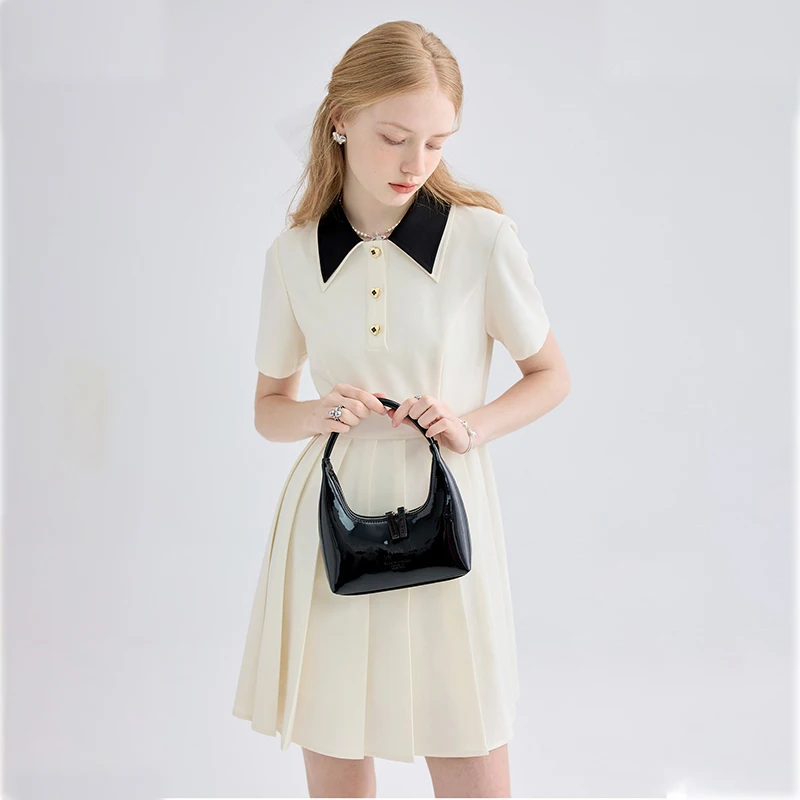Summer Short Sleeve Polo Shirt Dress Women 2022 Fashion Preppy Style Collar Clash Mini Cute Solid Y2K Party Clothing - купить по