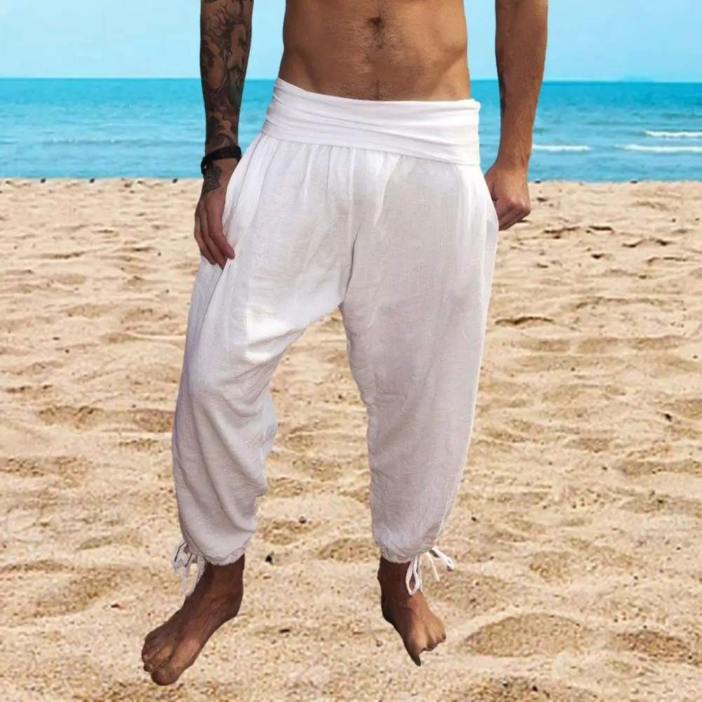 Men Trousers Vintage Solid Color Men's Pants with Wide Waistband Ankle-banded Design Breathable Soft Casual Trousers for Beach
Men Trousers Vintage Solid Color Men's Pants with Wide Waistband Ankle-banded Design Breathable Soft Casual Trousers for Beach