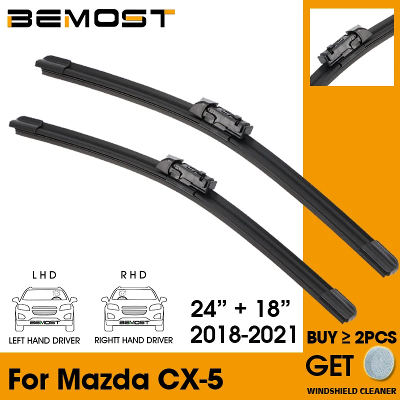 

Car Wiper Blade Front Window Windshield Rubber Silicon Refill Wipers For Mazda CX-5 2018-2021 LHD RHD 24"+18" Car Accessories