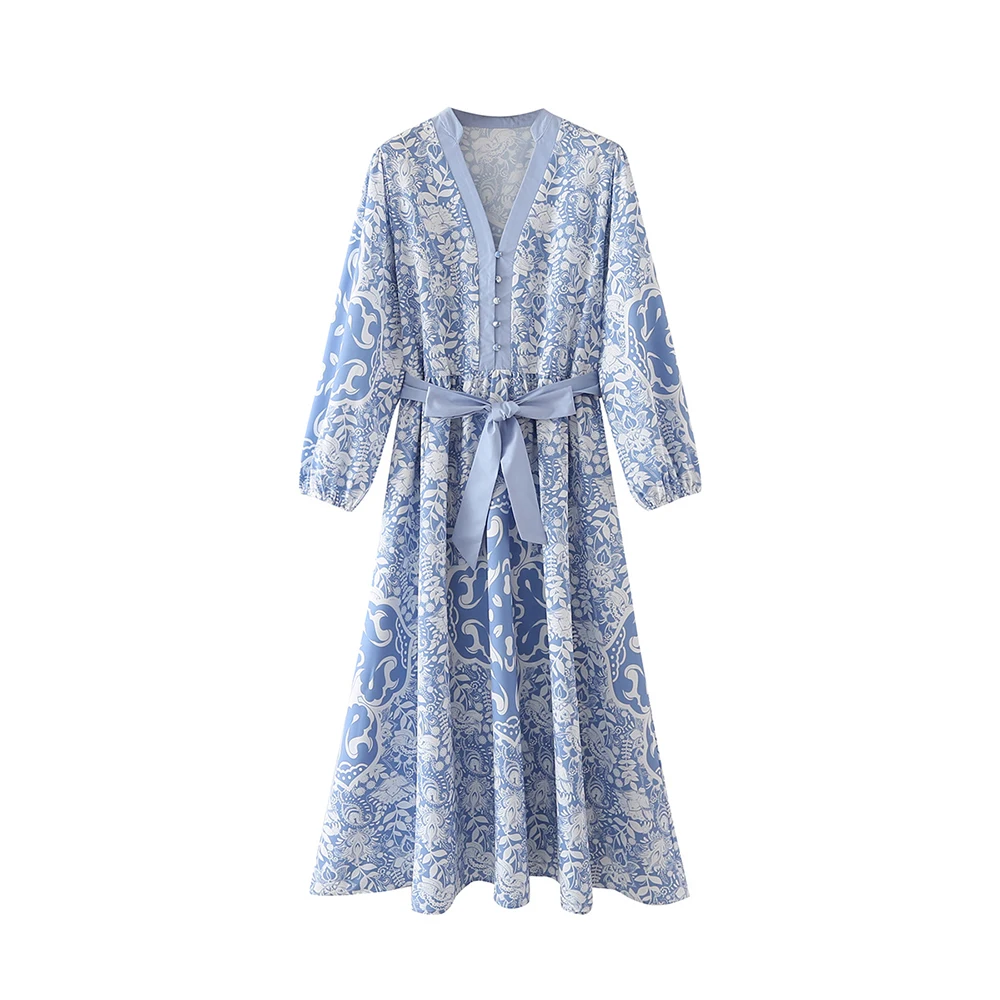 2022 New Style Patch Collar Printed Long Sleeve Lace Up V Neck Single Breasted Long Slim Fit Taste Fashion Dress 
2022 New Style Patch Collar Printed Long Sleeve Lace Up V Neck Single Breasted Long Slim Fit Taste Fashion Dress