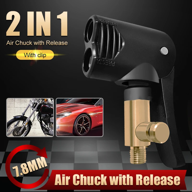Tire Air Chuck with Clip Schrader Presta 2 In 1 Locking Tire Inflator Air Chuck Adapter Airtight with Release for 7.88mm Hose
Tire Air Chuck with Clip Schrader Presta 2 In 1 Locking Tire Inflator Air Chuck Adapter Airtight with Release for 7.88mm Hose