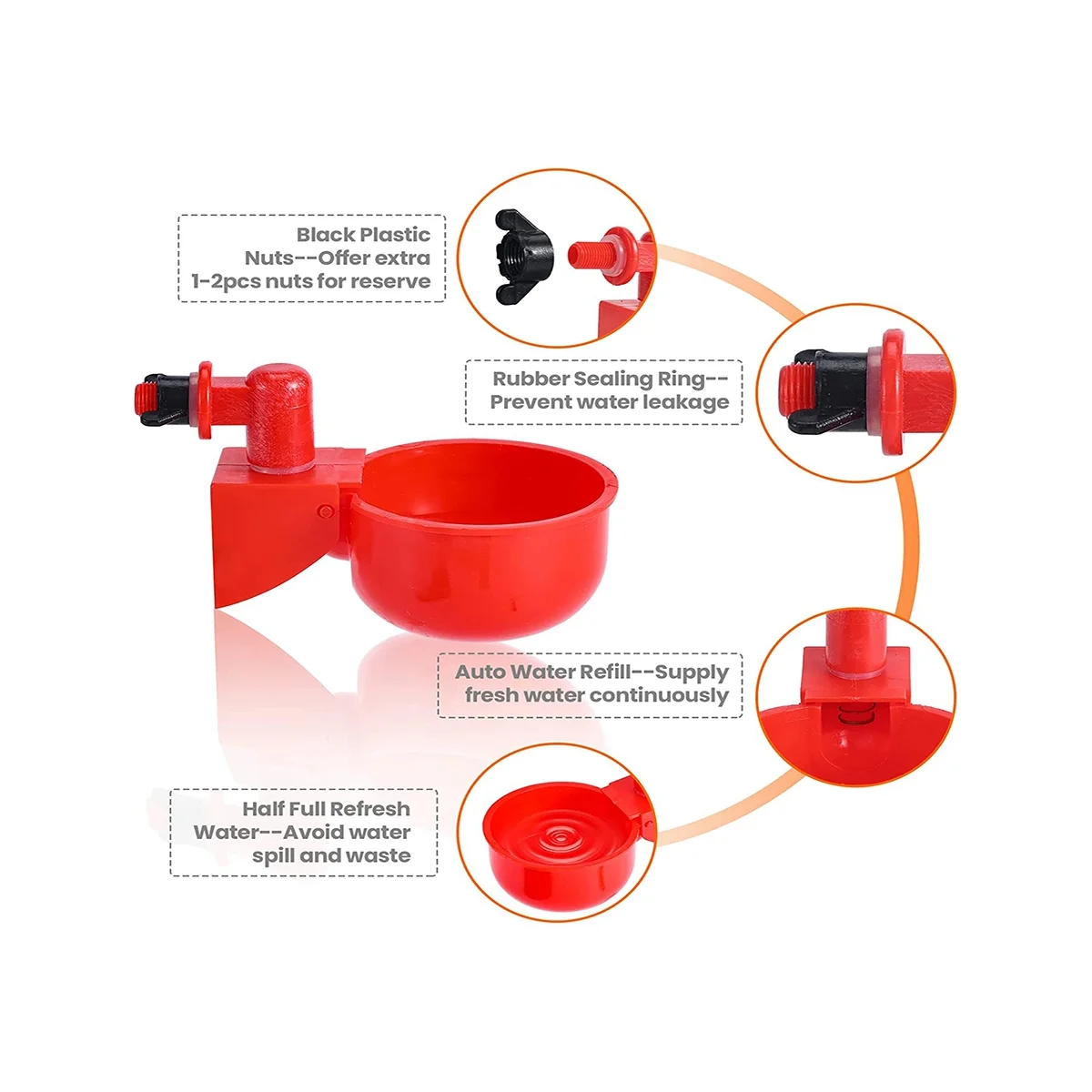 DIY Chicken Water Feeder for Poultry Automatic Chicken Water Cups Gravity Filling Poultry Waterer with Hole Saw(24 Pack)
DIY Chicken Water Feeder for Poultry Automatic Chicken Water Cups Gravity Filling Poultry Waterer with Hole Saw(24 Pack)