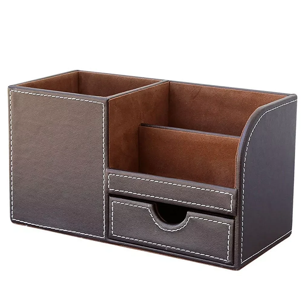 1pcs PU Leather Multi-function Desk Stationery Organizer Storage Box Pen/Pencil,Cell phone, Business Name Cards Remote Control
1pcs PU Leather Multi-function Desk Stationery Organizer Storage Box Pen/Pencil,Cell phone, Business Name Cards Remote Control