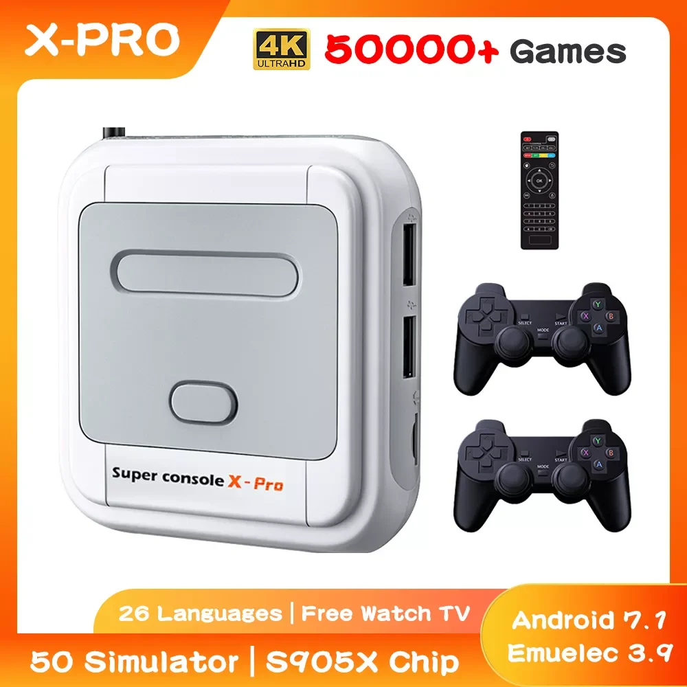 NEW IN Super Console X Pro 4K Video Game Consoles Android TV Box For PS1 PSP N64 DC 50000+ Games With 2.4G Wireless WiFi Control
NEW IN Super Console X Pro 4K Video Game Consoles Android TV Box For PS1 PSP N64 DC 50000+ Games With 2.4G Wireless WiFi Control