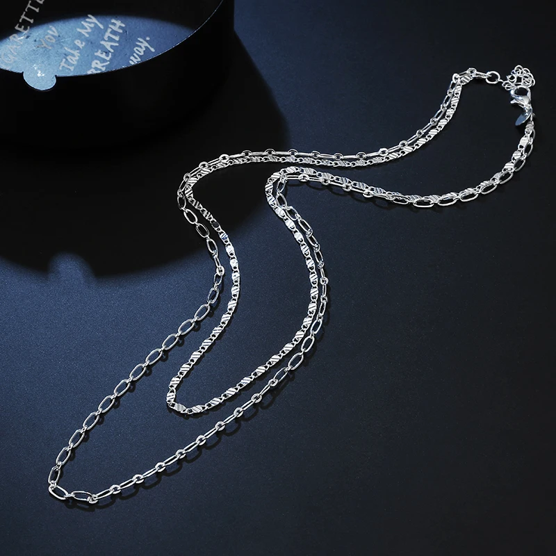 New charms 925 silver fine designer double 2 chain necklace for women fashion party Wedding gifts luxury jewelry
New charms 925 silver fine designer double 2 chain necklace for women fashion party Wedding gifts luxury jewelry