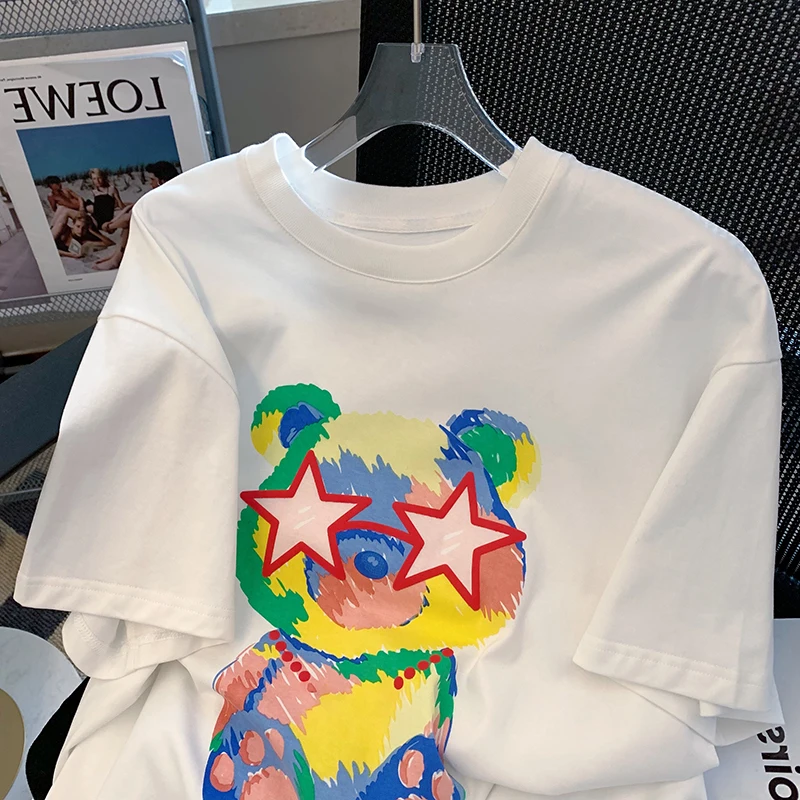 Футболка женская оверсайз с рисунком медведя, топ в японском стиле с коротким рукавом, кавайная графическая одежда в стиле Харадзюку
Футболка женская оверсайз с рисунком медведя, топ в японском стиле с коротким рукавом, кавайная графическая одежда в стиле Харадзюку