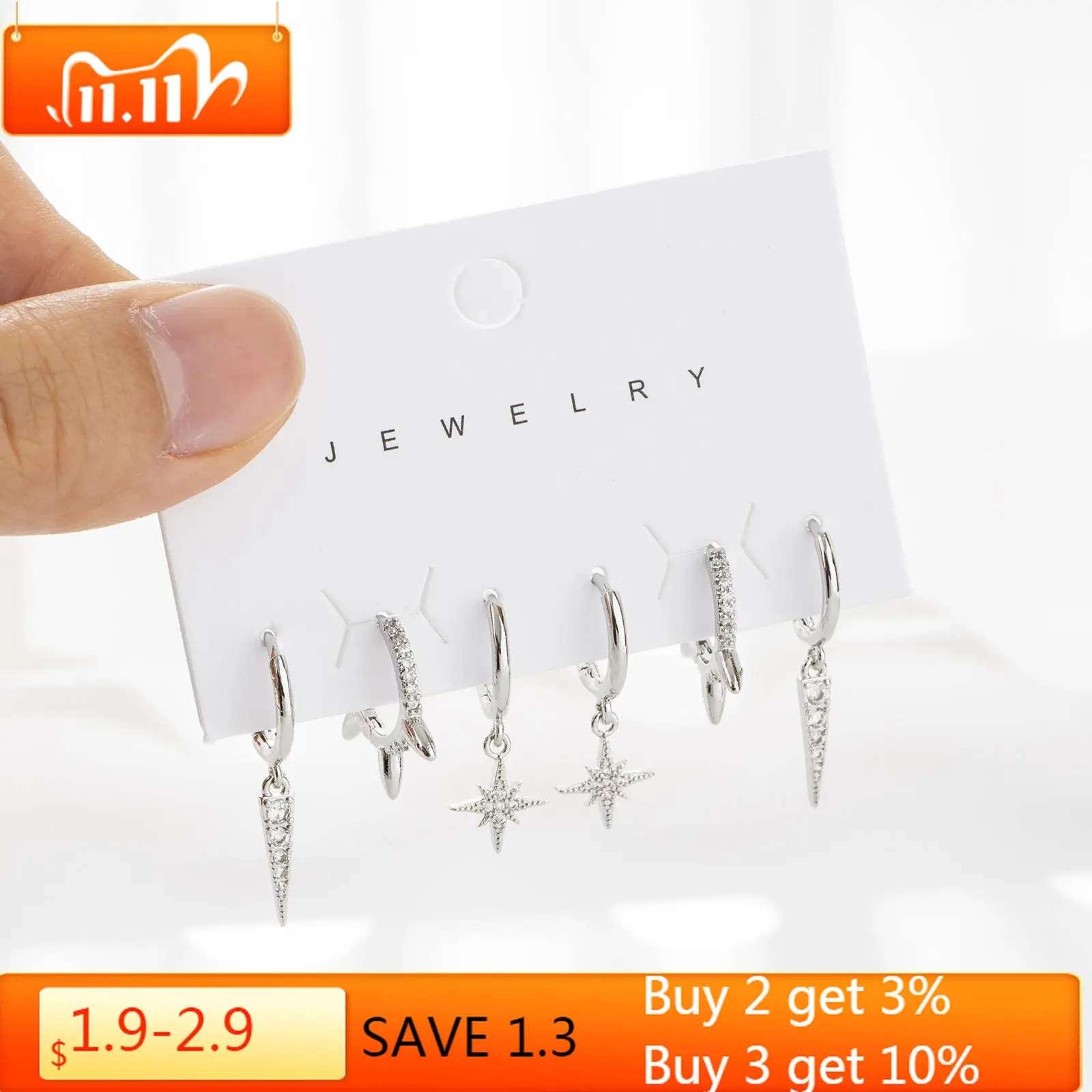 SIPENGJEL 6 Pcs Simple Star Small Hoop Earrings Set For Women Hip Hop Silver Color Dangle Earrings Trendy Jewelry aretes
SIPENGJEL 6 Pcs Simple Star Small Hoop Earrings Set For Women Hip Hop Silver Color Dangle Earrings Trendy Jewelry aretes