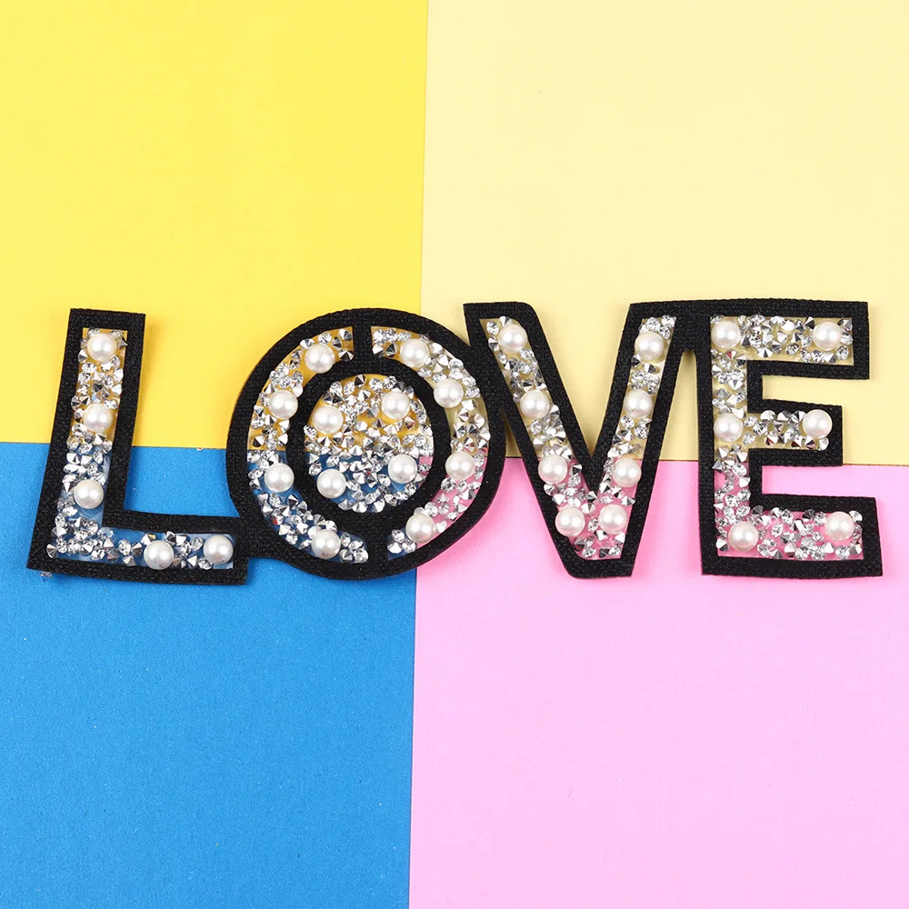 Wholsale Letter Love Rhinestones Beaded Patch Apliques DIY Clothing Thermoadhesive Patches Iron on Sewing Apparel Accessories
Wholsale Letter Love Rhinestones Beaded Patch Apliques DIY Clothing Thermoadhesive Patches Iron on Sewing Apparel Accessories