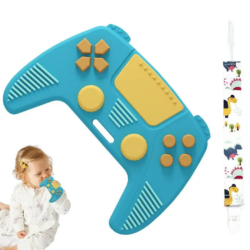 Силиконовая игрушка для прорезывания зубов, игровой контроллер, жевательная игрушка с ремешком, не содержит Бисфенол А, сенсорные игрушки для новорожденных, для всасывания, для мальчиков и девочек
Силиконовая игрушка для прорезывания зубов, игровой контроллер, жевательная игрушка с ремешком, не содержит Бисфенол А, сенсорные игрушки для новорожденных, для всасывания, для мальчиков и девочек