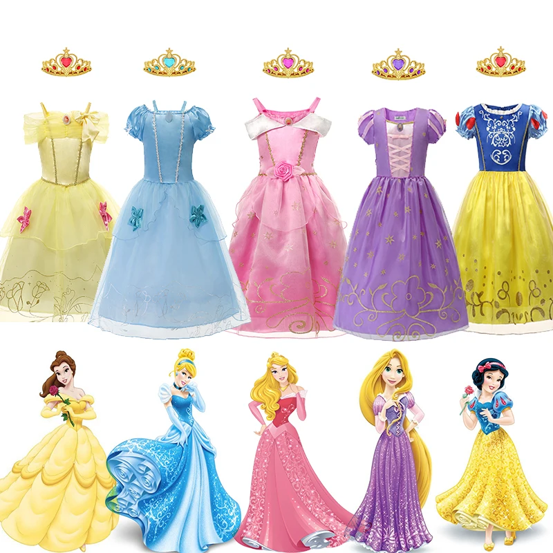 

Girls Rapunzel Cinderella Disney Princess Dress Kids Belle Aurora Sofia Snow White Cosplay Costume Carnival Christmas Clothing