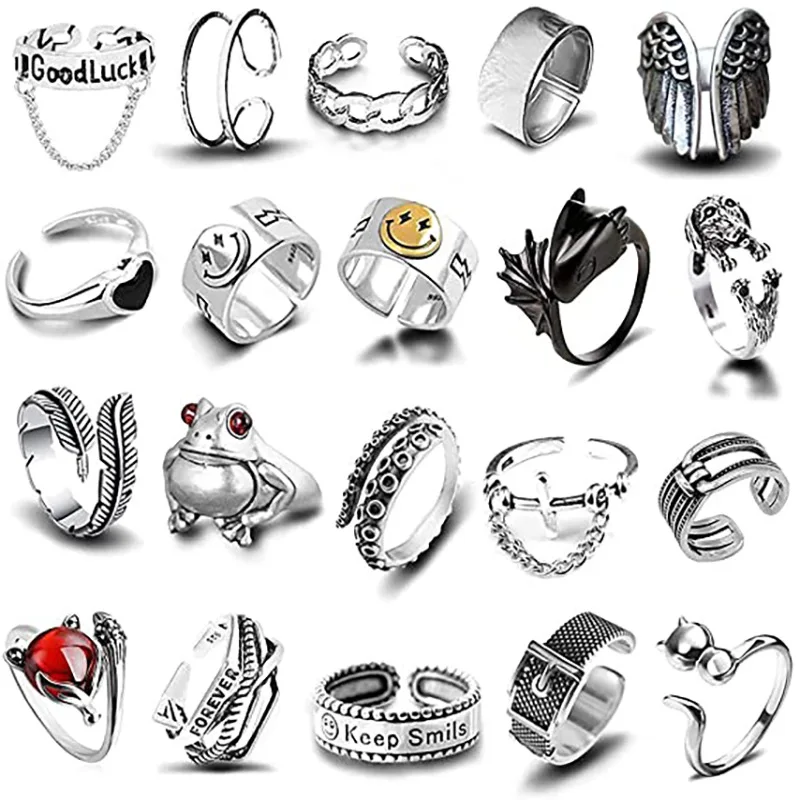 Vintage Rings For Women Girls Snake Smile Fashion Men Jewelry Ancient Silver Color Punk Hip Hop Gothic Adjustable Ring bague
Vintage Rings For Women Girls Snake Smile Fashion Men Jewelry Ancient Silver Color Punk Hip Hop Gothic Adjustable Ring bague