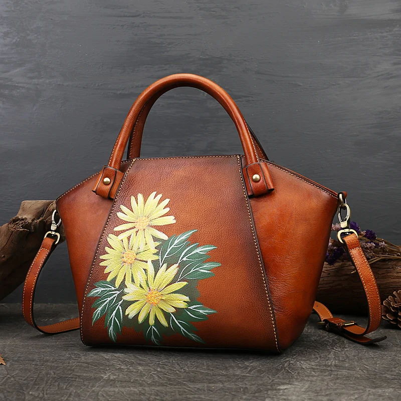Hand painted handbag leather women's bag tote bag top layer cowhide dumpling women's bag
Hand painted handbag leather women's bag tote bag top layer cowhide dumpling women's bag