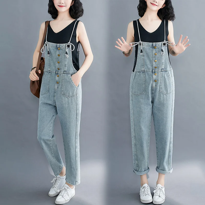 Denim Ankle-length Pants Suspenders Pockets Overalls Women's Summer 2023 Korean Vintage Streetwear Oversized Sleeveless Jumpsuit
Denim Ankle-length Pants Suspenders Pockets Overalls Women's Summer 2023 Korean Vintage Streetwear Oversized Sleeveless Jumpsuit