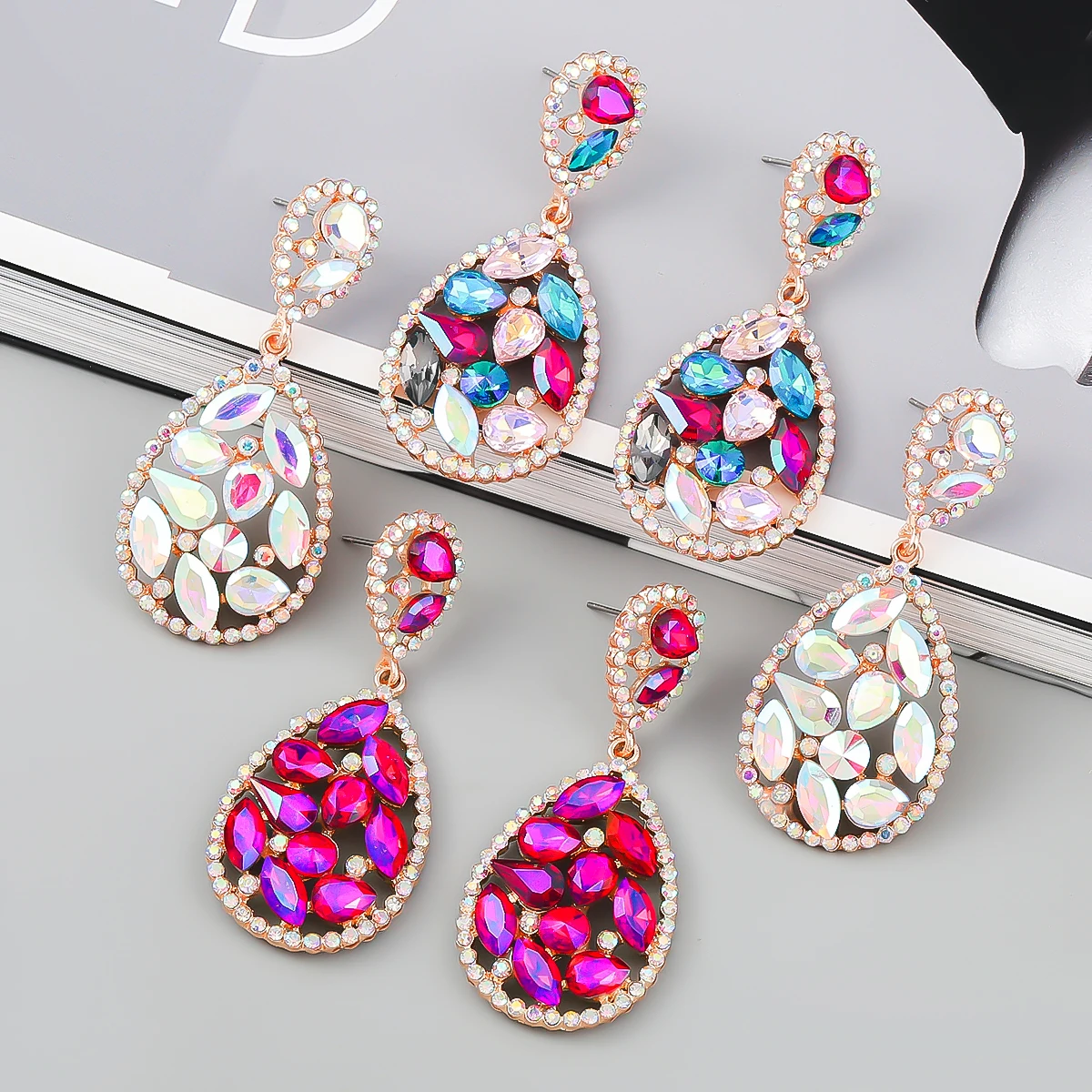 New Trend Metal Multicolor Rhinestone Multilayer Water Drop Dangle Earrings Holiday Party Shiny Accessories Women's Jewelry Gift 
New Trend Metal Multicolor Rhinestone Multilayer Water Drop Dangle Earrings Holiday Party Shiny Accessories Women's Jewelry Gift