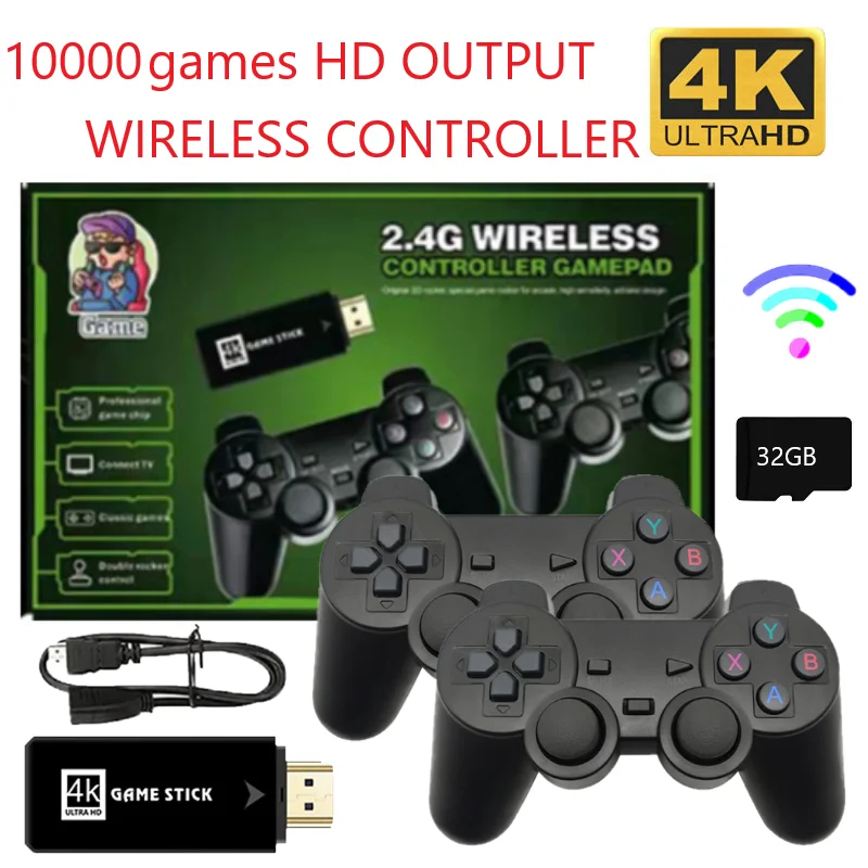 

Video Game Console 32G Stick Lite 4K Built-in 10000 Games Retro Games Console Wireless Controller For GBA Xmas Gift Dropshipping