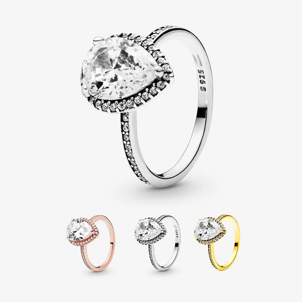 925 Solid Silver Classic Sparkling Golden Rose Gold Teardrop Halo Finger Ring Original Women Jewelry Gift For Daily Life Scenes
925 Solid Silver Classic Sparkling Golden Rose Gold Teardrop Halo Finger Ring Original Women Jewelry Gift For Daily Life Scenes