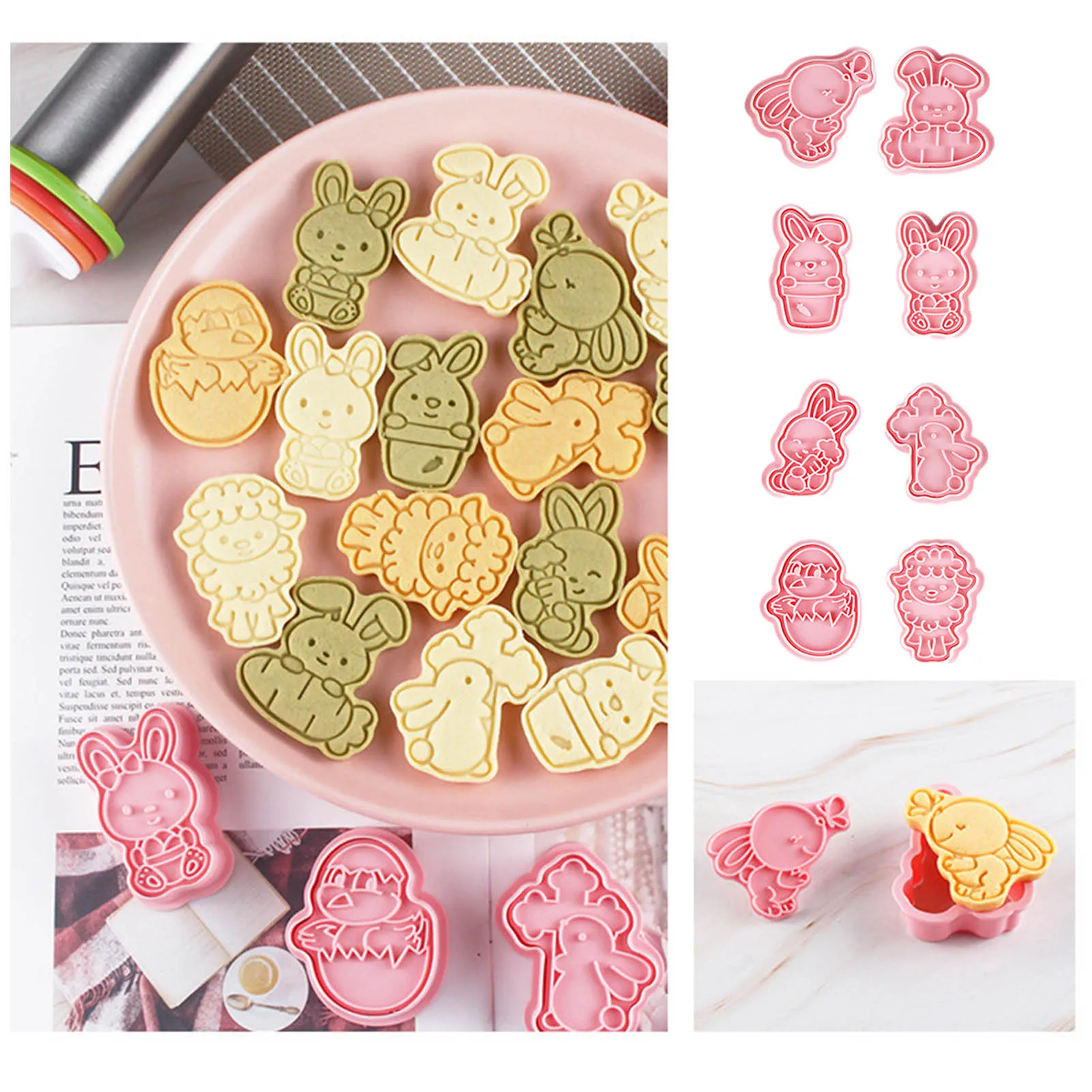 8Pcs Plastic Biscuit Press Mold Easter Cookie Stamps Cookie Cutters 3D Cartoon Fondant Chocolate Candy Mold Cake Decorating Tool
8Pcs Plastic Biscuit Press Mold Easter Cookie Stamps Cookie Cutters 3D Cartoon Fondant Chocolate Candy Mold Cake Decorating Tool